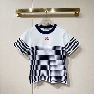 Miu Miu Kids Striped Navy and White Tee